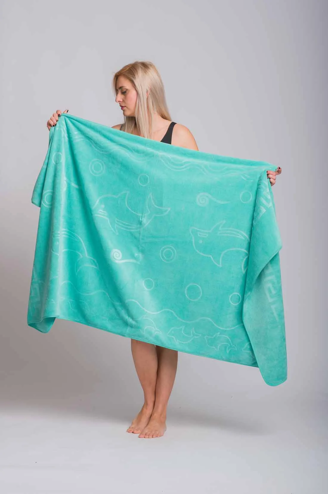 Βεραμαν πετσετα θαλασσης microfiber με σχεδιο δελφινι και μαιανδρο - Βεραμάν πετσέτα θαλάσσης για καλοκαιρινές resort εμφανίσεις